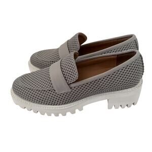 Women's Aerosoles Ronnie Textured Gray Chunky Heeled Loafer Shoes Sz 9M